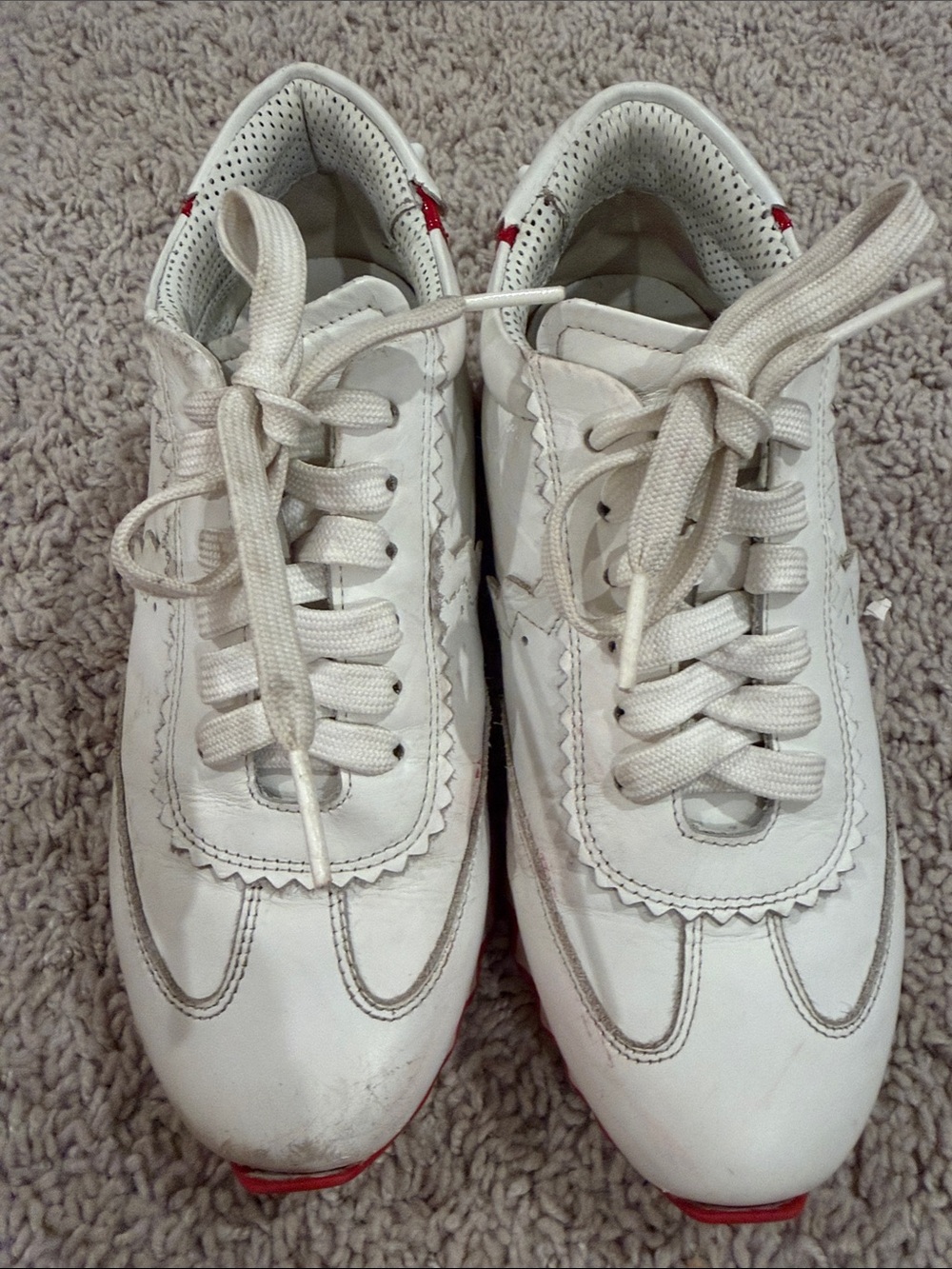 Christian Louboutin White Kids Sneakers with Red Toe and Heel Accents
